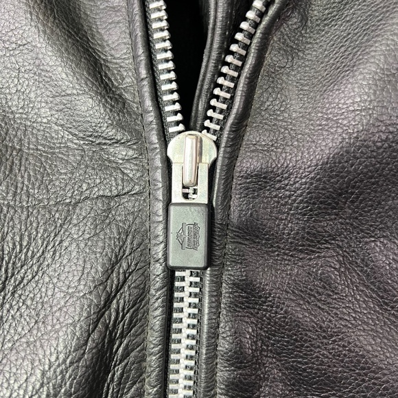 🏍️|•INTERSTATE LEATHER•| HEAVY Black Leather Biker Jacket Size 46 / XL - Picture 6 of 16